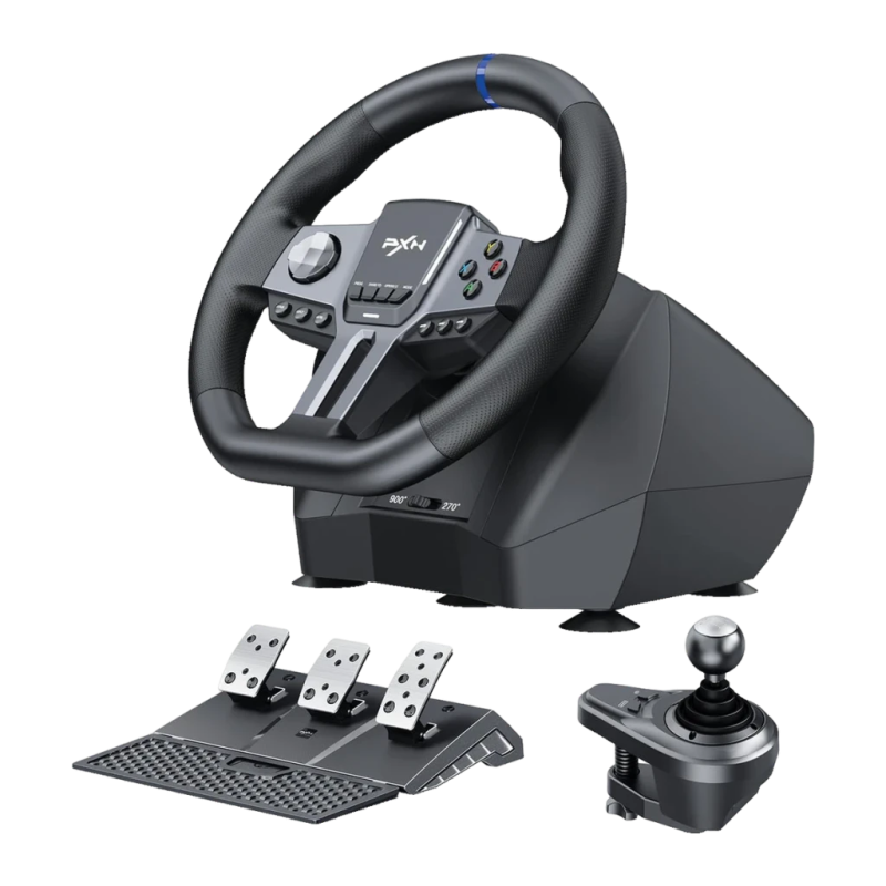 PXN V9 Gen2 Vibration adaptative double moteur Noir PC/PS4/Xbox/Switch 3 pédales 20 boutons Volant gaming