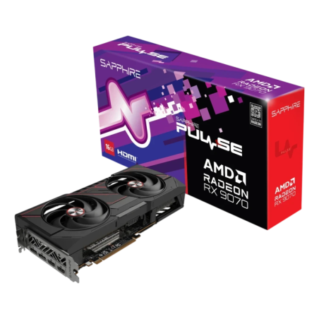 Sapphire Pulse Radeon RX 9070 16GB GDDR6 Noir 2 ventilateurs 2 DisplayPort Carte graphique