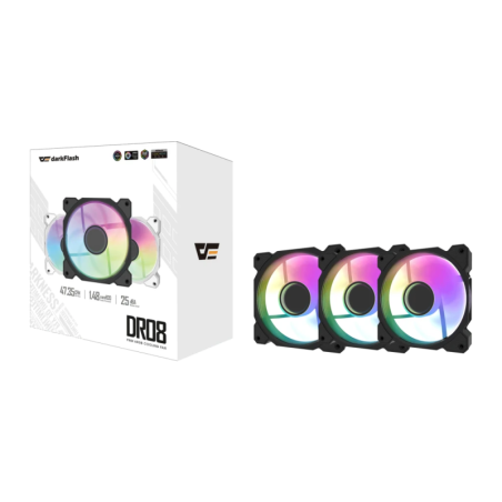 Ventilateur PC Darkflash DR08 PWM ARGB 120mm Pack 3 59,1 CFM 30 dBA Noir