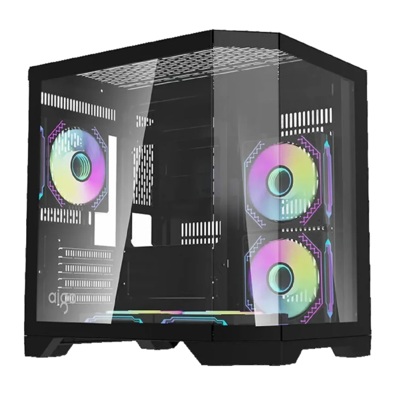 Darkflash FT350 3 panneaux verre trempé M-ATX/Mini-ITX Noir 5 ventilateurs Boîtier PC