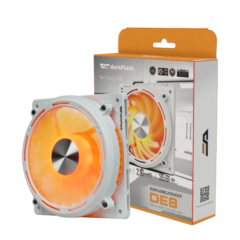 Darkflash DE8 120mm PWM Blanc 36dB Ventilateur de boîtier