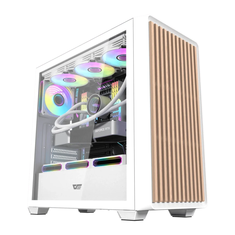 Darkflash Verre Trempé ATX 4 Ventilateurs ARGB Blanc DS900WD Midi Tower Boîtier PC
