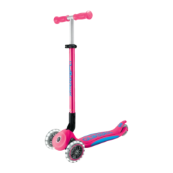 Trottinette enfant Globber Primo Foldable Plus Lights Pliable 3 roues Lumières 3-9 ans Rose 50kg