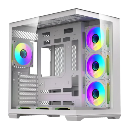Darkflash C280 Verre Trempé 270° ATX/E-ATX/M-ATX/ITX Blanc Boîtier PC
