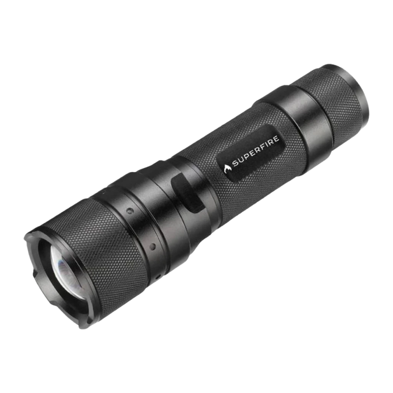 SUPERFIRE Noir 570 Lumens 260m F3-L2 2000mAh IP34 Lampe torche LED rechargeable