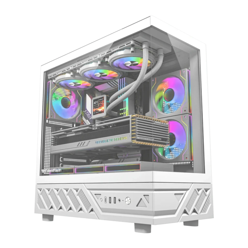 Darkflash DS950 Verre Trempé 270° ATX 6 Ventilateurs 120mm Blanc Boîtier PC