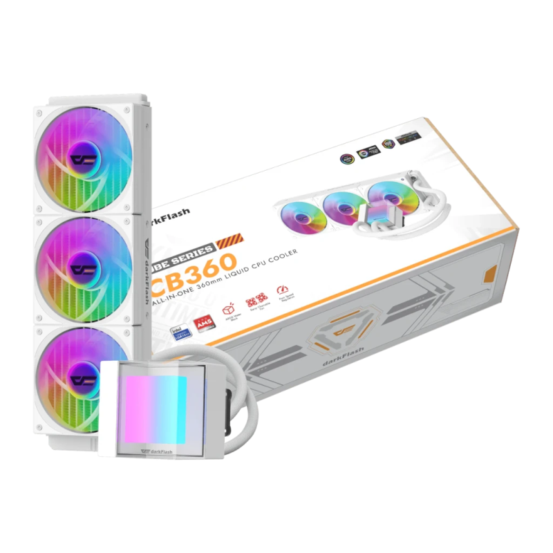 Darkflash CB360 360mm Blanc 3 ventilateurs RGB Refroidissement liquide