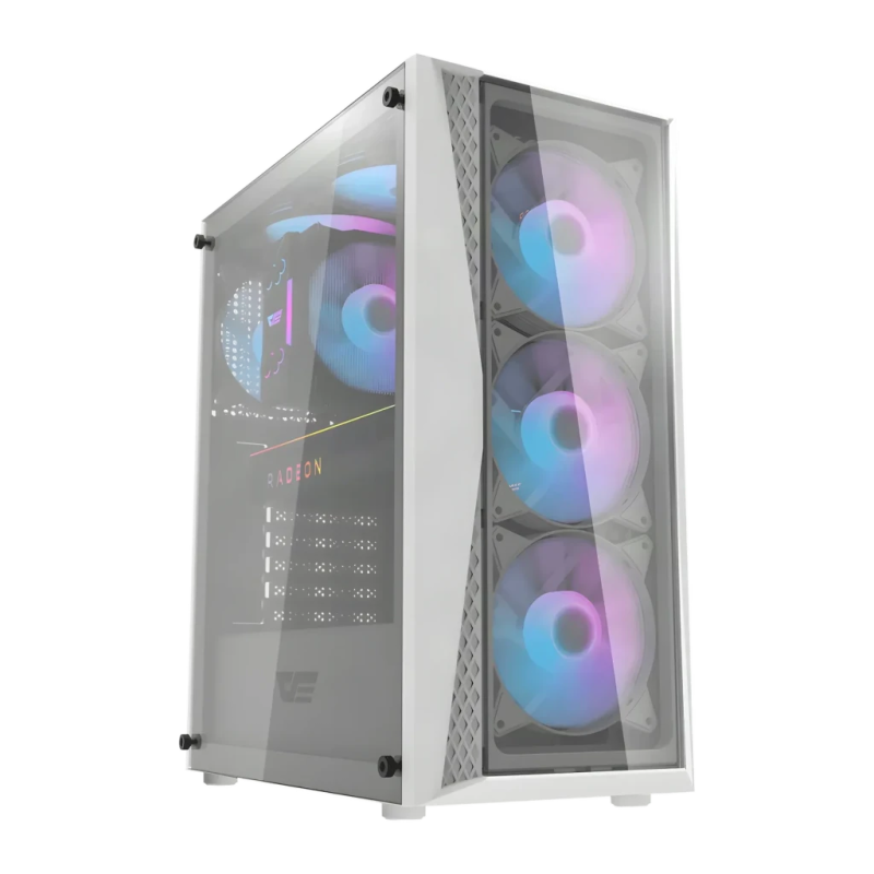 Darkflash DK352 Plus Verre Trempé ATX Blanc/Noir Midi Tower 4 ventilateurs Boîtier PC