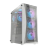 Darkflash DK352 Plus Verre Trempé ATX Blanc/Noir Midi Tower 4 ventilateurs Boîtier PC