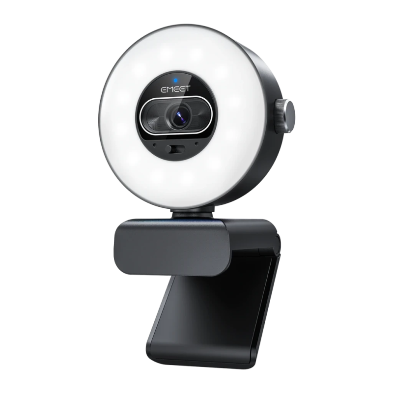 EMEET SmartCam S600L avec Anneau Lumineux 4K 30fps 2 Microphones Noir mise au point automatique Webcam
