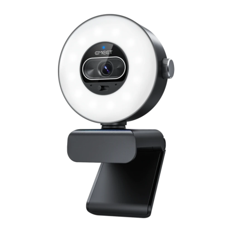 EMEET SmartCam S600L avec Anneau Lumineux 4K 30fps 2 Microphones Noir mise au point automatique Webcam