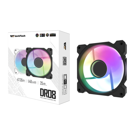 Darkflash DR08 PWM ARGB 120mm 59,1 CFM Noir 30dB Ventilateur PC