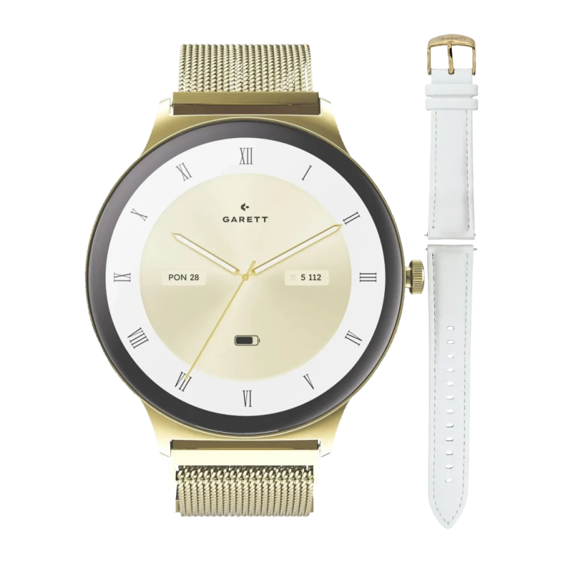 Garett Electronics Verona 2 Glow Mesh SET 43 mm Or 1,43 pouces AMOLED Appels Bluetooth IP68 Montre connectée