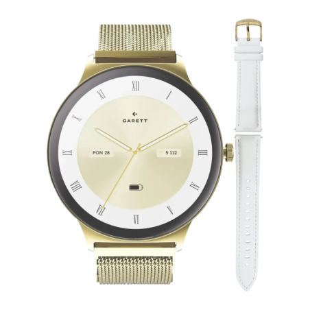 Garett Electronics Verona 2 Glow Mesh SET 43 mm Or 1,43 pouces AMOLED Appels Bluetooth IP68 Montre connectée
