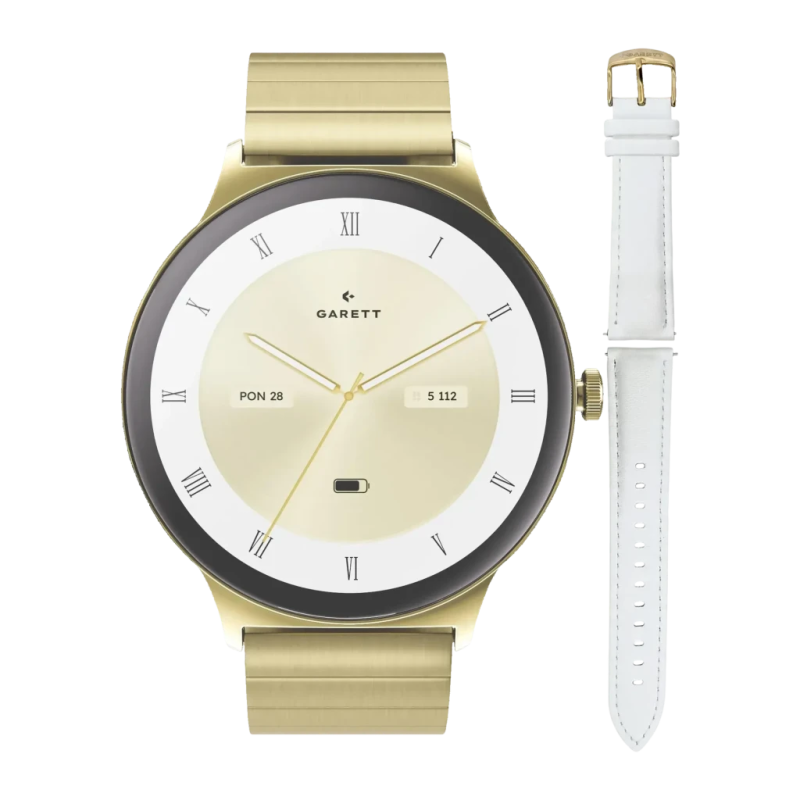 Garett Verona 2 Glow SET 43 mm Or 1,43 pouces AMOLED Appels Bluetooth 7 jours +100 sports IP68 Montre connectée