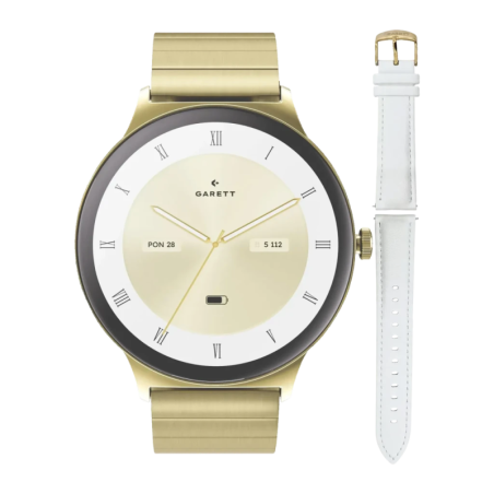 Garett Verona 2 Glow SET 43 mm Or 1,43 pouces AMOLED Appels Bluetooth 7 jours +100 sports IP68 Montre connectée