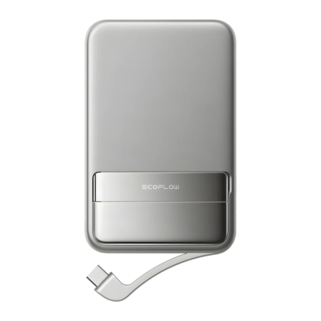 EcoFlow Rapid Argent avec câble intégré 5000mAh 30W Qi2 USB-C Power Bank