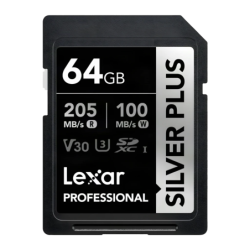 Lexar Professional Silver Plus 64GB 205MB/s V30 U3 UHS-I Carte SDXC