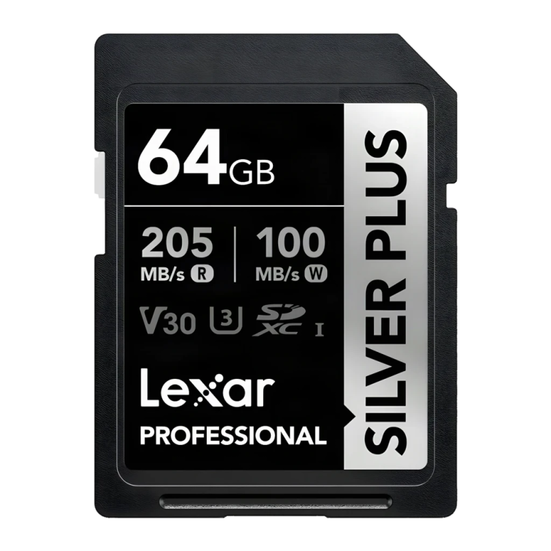 Lexar Professional Silver Plus 64GB 205MB/s V30 U3 UHS-I Carte SDXC