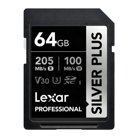 Lexar Professional Silver Plus 64GB 205MB/s V30 U3 UHS-I Carte SDXC