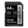 Lexar Professional Silver Plus 64GB 205MB/s V30 U3 UHS-I Carte SDXC