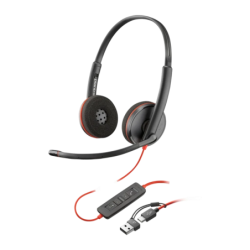 Poly Blackwire C3225 Réduction de bruit Noir Arceau avec micro Casque