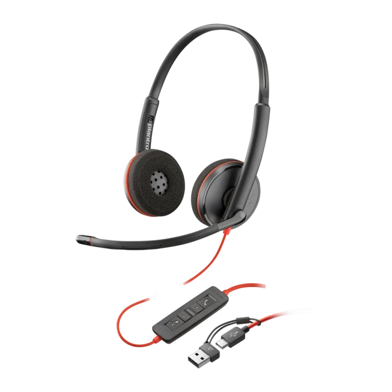 Poly Blackwire C3225 Réduction de bruit Noir Arceau avec micro Casque