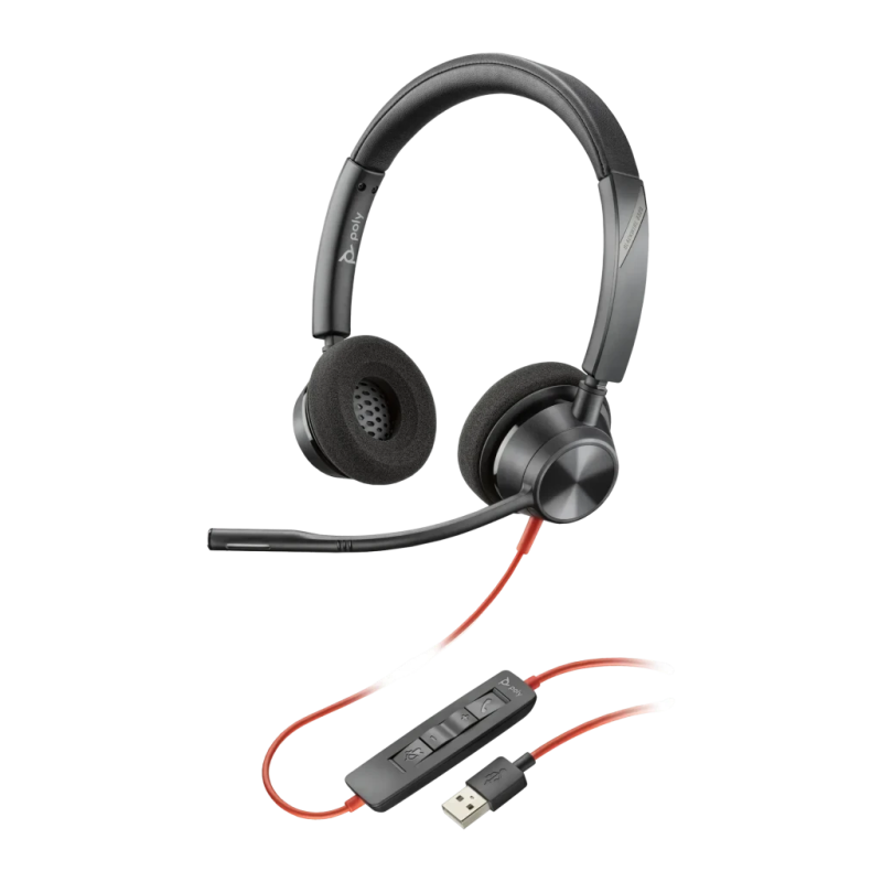 Poly Blackwire 3320 USB-A Noir Arceau avec micro Casque