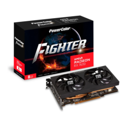 PowerColor Fighter Radeon 8GB GDDR6 Noir RX 7600 PCIe 4.0 2 ventilateurs HDMI 2.1 3 DisplayPort Carte graphique