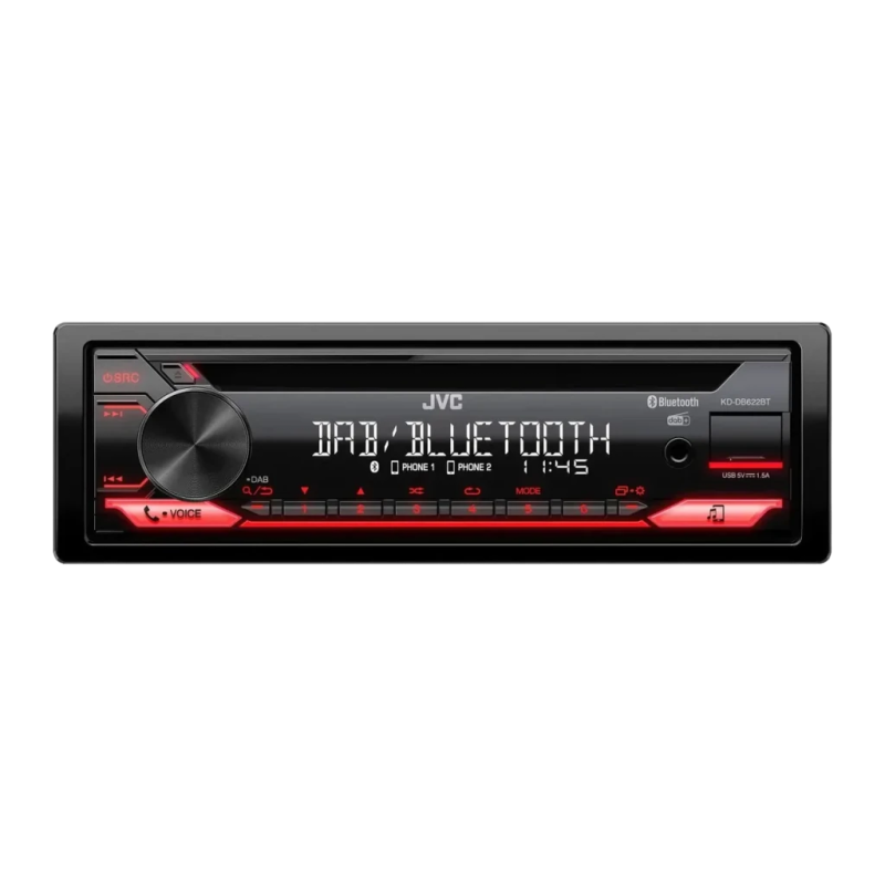JVC Noir 1 DIN Bluetooth DAB+ KD-DB622BT Autoradio