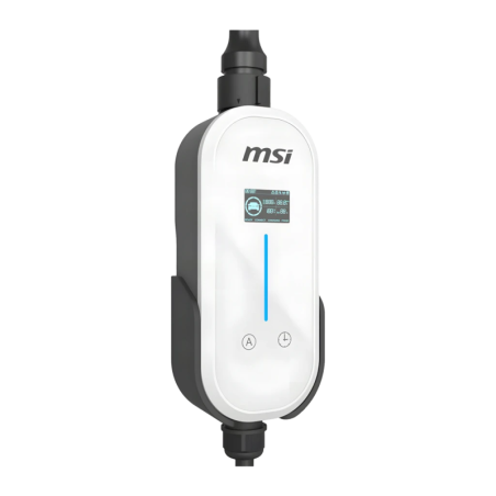 Chargeur de voiture électrique MSI EVSE EZgo Blanc 7kW Type 2 Câble 5m 32A monophasé écran LCD IP66