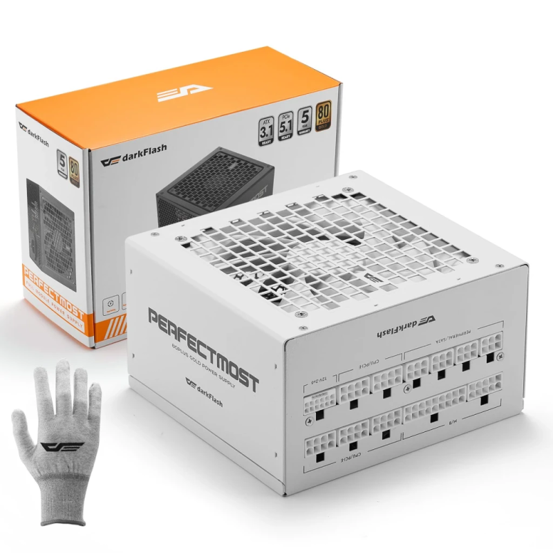 Darkflash Modulaire 1050W 80 Plus Gold Blanc PMT1050 ATX 3.1 Alimentation