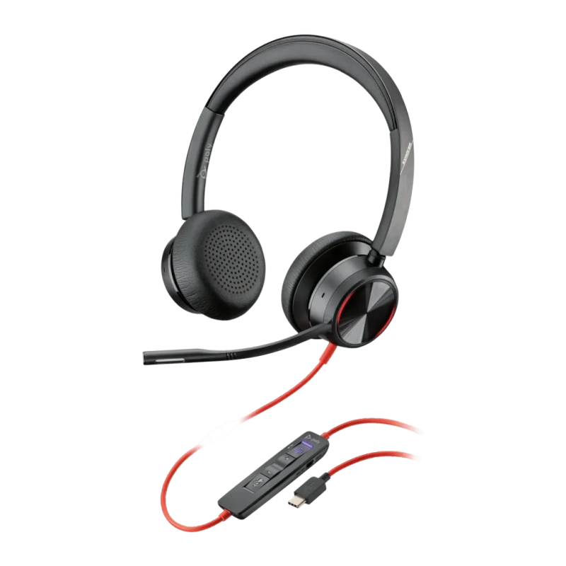 Poly Blackwire 8225 Microsoft Teams USB-C Noir Arceau ANC avec micro Casque