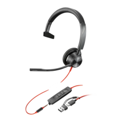 Poly Blackwire 3315 Monaural Jack 3,5 mm USB-C Noir Arceau avec micro Casque