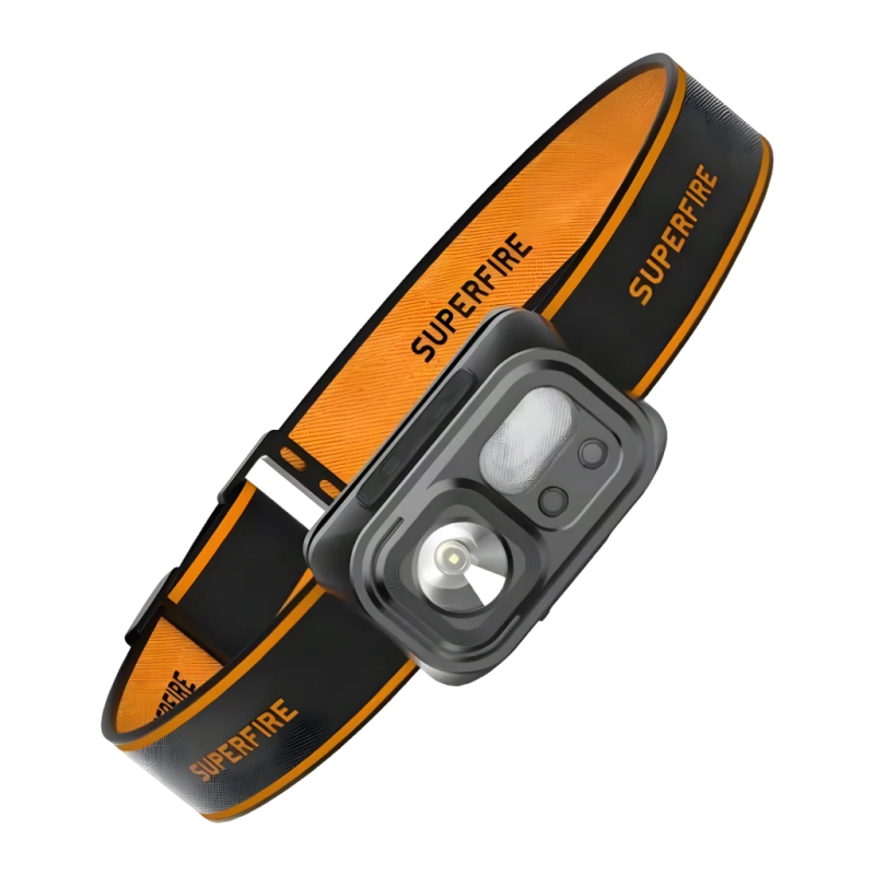 Superfire Noir USB-C 350 lumens 120 m HL23-S 2000mAh IP44 Lampe frontale rechargeable