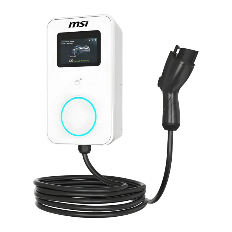Chargeur de voiture électrique MSI EVSE EZwall Premium Max OCPP Blanc 22kW 32A Monophasé et triphasé