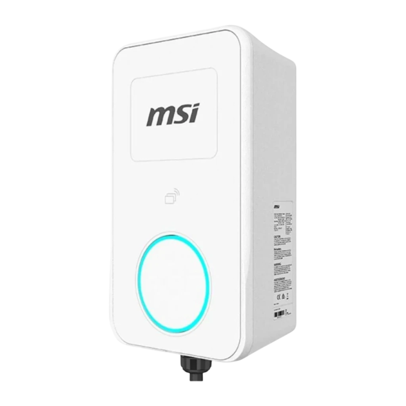 Chargeur de voiture électrique MSI EVSE EZwall Life Max Gris 22kW Monophasé et Triphasé 32A Type 2 câble 5 m