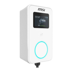 Chargeur de voiture électrique MSI EVSE EZwall Premium Max Blanc 22kW Triphasé Type 2 5m 32A écran tactile