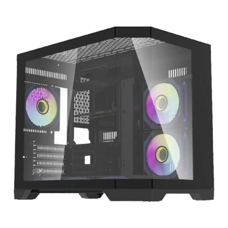 Darkflash FT418 Mini Tower 3 Panneaux Verre Trempé M-ATX/ITX 6 Ventilateurs ARGB Noir Boîtier PC