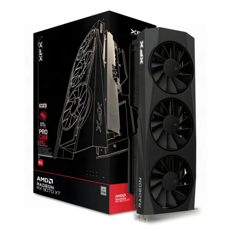 XFX Quicksilver Radeon RX 9070 XT Gaming Edition 16GB GDDR6 Noir 3 ventilateurs HDMI 2.1 3 DisplayPort Carte graphique