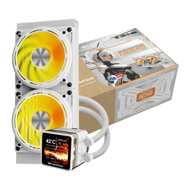 Darkflash Explore DE240 240mm Blanc 2 ventilateurs RGB Refroidissement liquide