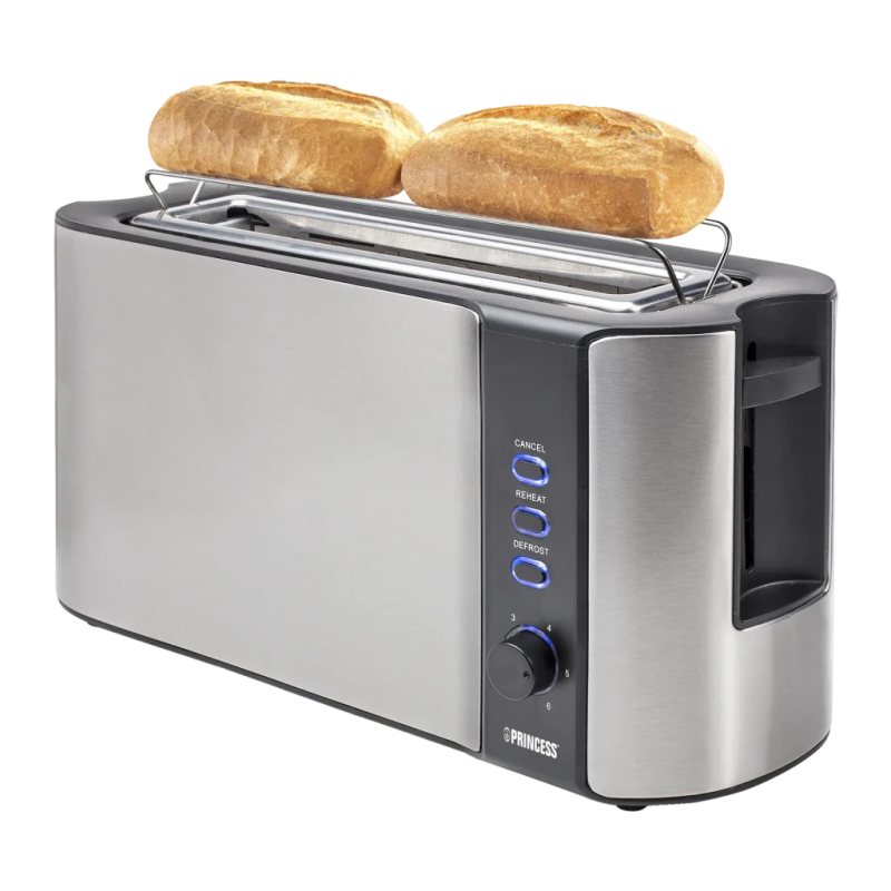 Princess Longue Fente avec Accessoire pour Petits Pains 1000W Acier Inoxydable 142353 Grille-pain