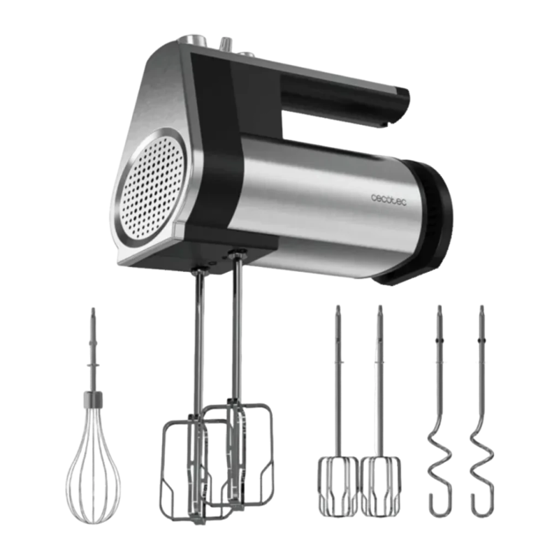 Cecotec PowerTwist 500 Full Steel 500W Noir 5 vitesses acier inoxydable Batteur électrique