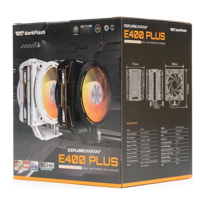 Darkflash E400 Plus Écran LED Température Noir Ventirad CPU
