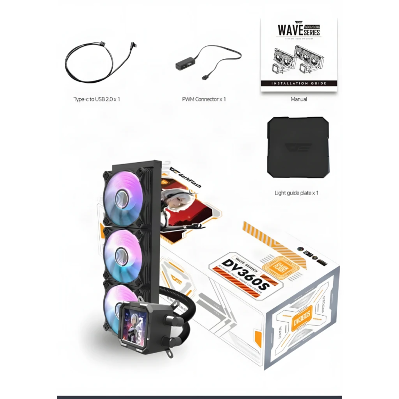 Darkflash 360mm Noir DV360S 3 ventilateurs RGB Refroidissement liquide