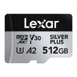 Lexar Professional Silver Plus 512GB 205MB/s V30 U3 A2 UHS-I Carte microSDXC