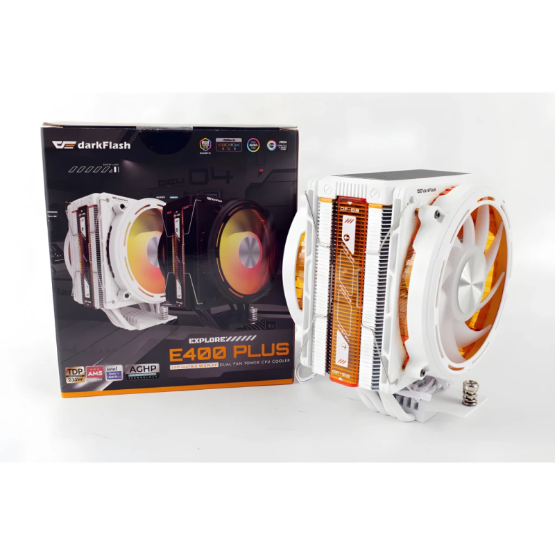 Darkflash E400 Plus 235W TDP ARGB Adressable Blanc 37dB Ventirad CPU