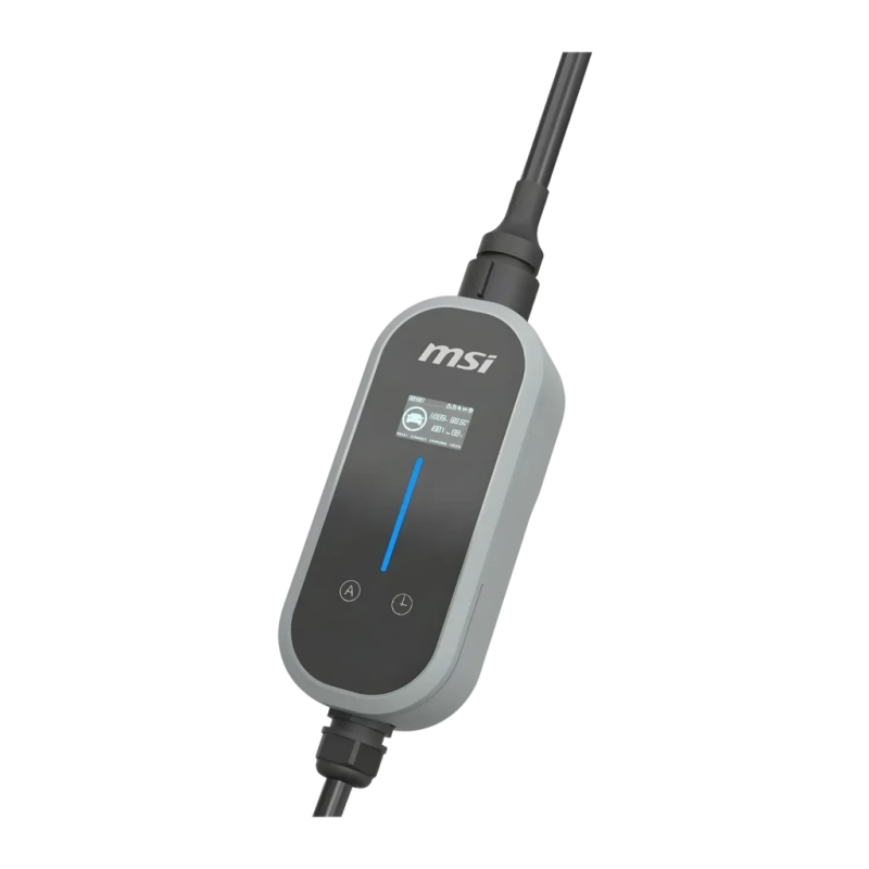 Chargeur de voiture électrique MSI EVSE EZgo Gris 3,6kW Type 2 Câble 5m 16A monophasé écran LCD IP66