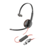 Poly Blackwire 3210 Monaural 80S09A6 USB-C Réduction de bruit Noir Arceau avec micro Casque