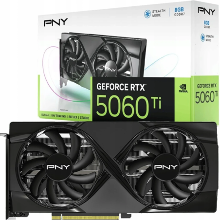 PNY GeForce RTX 5060 Ti Dual Fan 8GB GDDR7 Noir 2 ventilateurs HDMI 2.1 3 DisplayPort Carte graphique